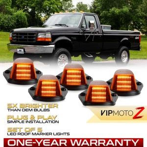 5PC LED Amber Roof Cab Clearance Running Lights For 84-1996 Ford F150 F250 F350 - Picture 1 of 10