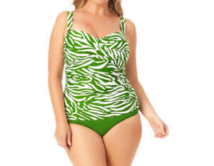 Anne Cole Plus Size 18W Twist Front Bandeaukini Swim Top Only in Green NWT