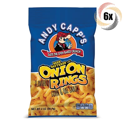 6x Bags Andy Capp's Beer Battered Flavored Oven Baked Onion Rings Chips 2oz - Image 1 of 4