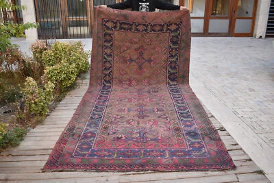 Caucasian Rug 6x12 Size Handwoven Antique Vintage Sumak Kilim 184x368cm Multi - Image 1 of 4