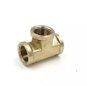 1/2"  NPT Female Pipe T Tee - 3 Way Brass Fitting Connect Air, Water, Oil, & Gas - Picture 1 of 1