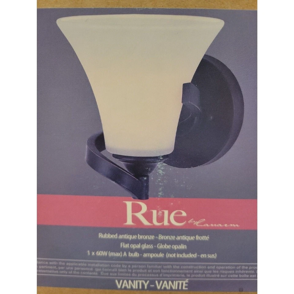 Rue Wall Sconce Light Fixture - Rubbed Antique Bronze with Flat Opal Glass - Image 1 of 4