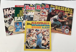 Lot Of 7 Vintage 1980’s Topps Fleer Baseball / Hockey Sticker Album YearBook
