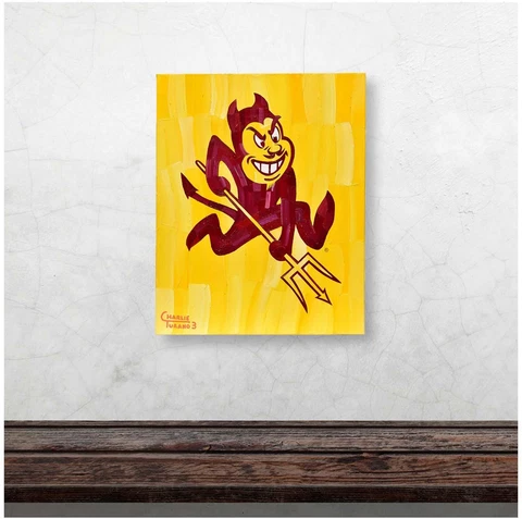 ASU Sun Devils 16" x 20" "Sparky" Logo Gallery Wrapped Canvas Giclee - LE 1 Cover