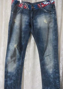 DESIGUAL JEANS SLIM FIT Cruel Work Waist Band Distress 06p2666 Size 42/12 NEW - Picture 1 of 5