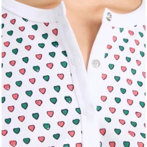 Roller Rabbit NWT Holiday Hearts Christmas Print Long Sleeved Henley Pajama S - Picture 1 of 6