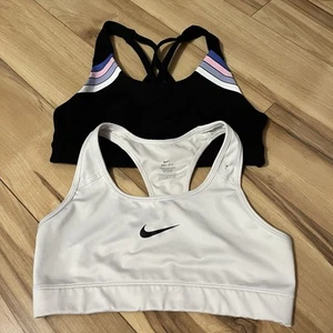 Nike & Old Navy Lot Of 2 Sports Bras Sz Small No Padding Med Support White, Blue - Picture 1 of 10