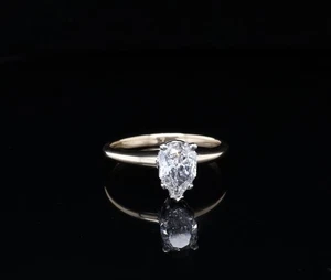 Vintage Handmade 0.74ct H Vs Pear Cut Diamond 14K Ring Size L1/4 Val $7075 - Picture 1 of 6