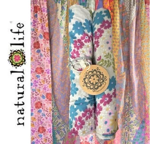 Set of 2 NWT Natural Life Standard Pillow Cases Gray blue Floral Cotton Boho - Picture 1 of 3