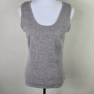 Neiman Marcus Cashmere Sweater Tank Womens Large Gray Sleeveless Knit Top Soft - Picture 1 of 13