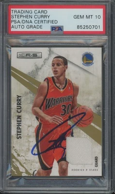 2010 Panini Rookies Stars Stephen Curry /299 Jersey Gem Mint PSA DNA 10 Auto - Image 1 of 2