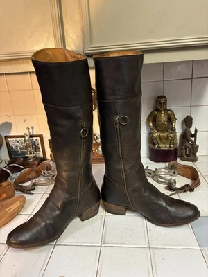 FIORENTINI+BAKER BOTAS ALTAS CON CREMALLERA Cuero Auténtico Marrón Alto Hasta la Rodilla 8 B Foto 1 de 4