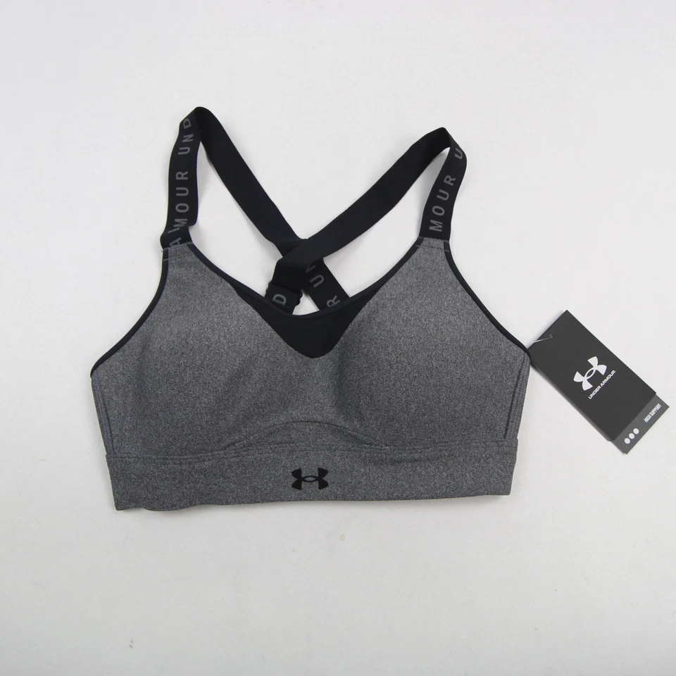 Sutiã esportivo feminino Under Armour cinza/preto novo com etiquetas - Imagem 1 de 1