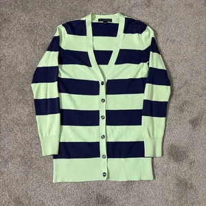 Brooks Brothers 346 Women Cardigan Sz Xs Sweater Green Blue Stripes - Picture 1 of 5
