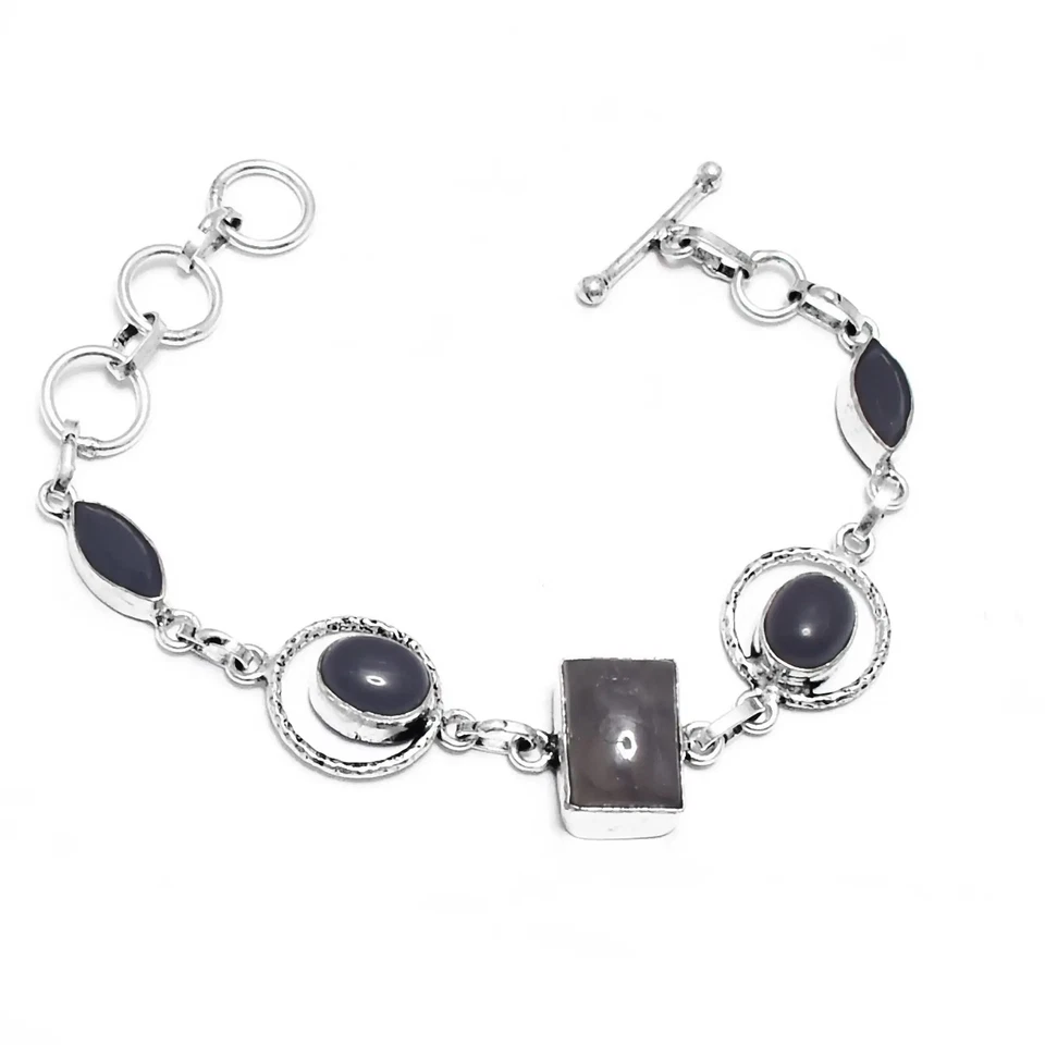 Pulsera Cornalina Negro Ónix Étnica Hecha a Mano Joyería 11 Gms B-109 Foto 1 de 1