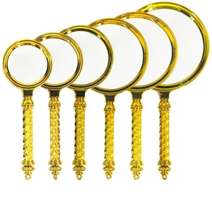 Plastic Key Chain Magnifier Gold Delicate Pattern Handle Viewing Jewelry - Picture 1 of 12