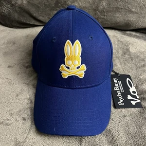 NEW Psycho Bunny Men’s Core Tall Bunny Cap Blue Gold Embroidered Adjustable - Picture 1 of 8