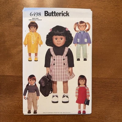 Butterick Sewing Pattern # 6498 for 18" dolls - American Girl Doll Size - UNCUT - Image 1 of 3