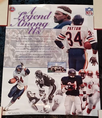 Walter Payton - Póster RARO de los Chicago Bears Legend Among Us - NFL Foto 1 de 2