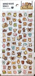 MIND WAVE Fuca Fuca's Sticker Animal Dog Cat Rabbit Panda Fox Bread MADE JAPAN - Picture 1 of 3