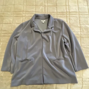 FLX Women’s XL Gray Open Front Blazer Jacket 3/4 Sleeve Pockets Business - Picture 1 of 20