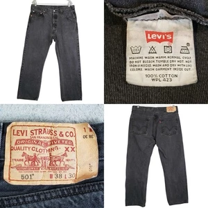 VTG Levi’s 501xx Jeans Mens 38x30 Fit 36x30 Button Fly Black Denim Grunge - Picture 1 of 12