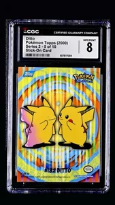Pokemon 2000 Topps Series 2 Stick-Ons Ditto Pikachu #132 CGC 8 NM - Mint Slab - Picture 1 of 2