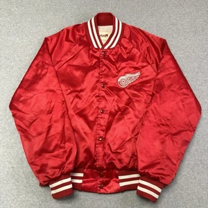Vintage 1990’s Detroit Red Wings Satin Bomber Jacket Size Medium Locker Line - Picture 1 of 6
