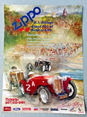 ZIPPO 1994 Vintage Grand Prix Watkins Glen Hand Signed Sandra Leitzinger Poster - Image 1 of 4