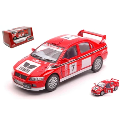 MITSUBISHI LANCER EVO VII WRC N.7 RED/WHITE cm 12 Kinsmart Modellismo Giocattolo - Immagine 1 di 4