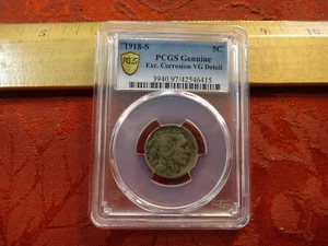1918-S Estados Unidos Buffalo Nickel 5c graduado PCGS detalle en muy buen estado - envío y devolución gratuitos EE. UU. - Imagen 1 de 4