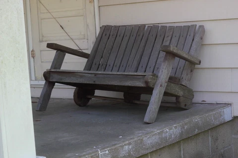 Vintage 1950's Distressed Wood Bench Seat Shabby Chic Farmhouse Porch Furniture Cover