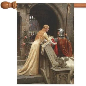 Medieval Knight and Lover Art Painting Banner Flag Poster Outdoor Indoor Garden - Picture 1 of 7