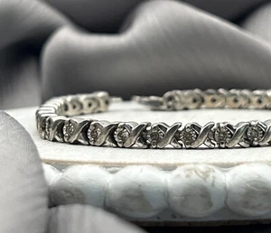925 Sterling Silver 0.35CTW Diamonds 4.4mm wide Tennis Bracelet 7.5” long - Picture 1 of 6