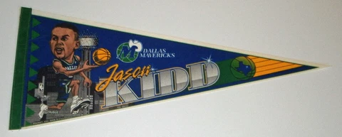 1990's MAVERICKS Jason Kidd caricature ROOKIE pennant original NBA Dallas Cover