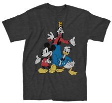 Disney Trio Mickey, Donald, Goofy Charcoal Heather Men's T-Shirt New