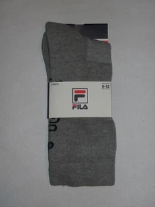 FILA Heritage Outline Logo Crew Socks LIGHT GREY HEATHER Large (6-12) NEW! - Picture 1 of 3