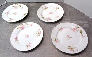 Set of 4 Haviland Limoges France 7½" Dessert/Pie Plates w/ Pink Flowers - Picture 1 of 3