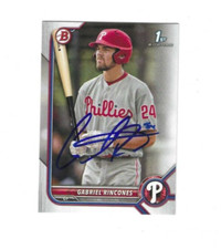 Signed Autographed GABRIEL RINCONES Phila Phillies 2022 Bowman Card #BD-142 COA