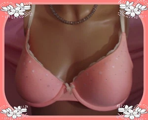 Sujetador $75 32D NEÓN NARANJA BLING Encaje Dream Angels Victorias Secret Demi PushUp UW - Imagen 1 de 11