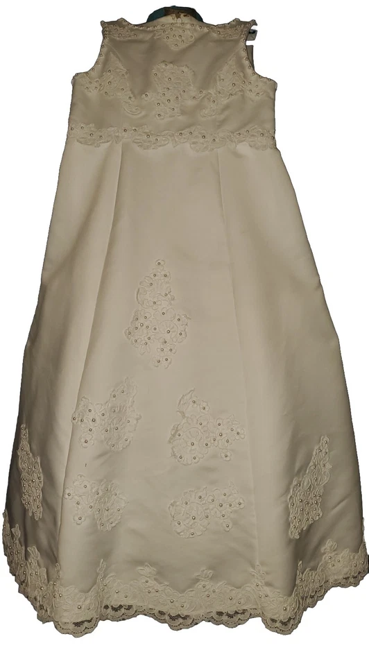 Cinderella Couture Girl Lace Pearl Accent White Dress Size 7 Flower Girl Pageant - Image 1 of 4