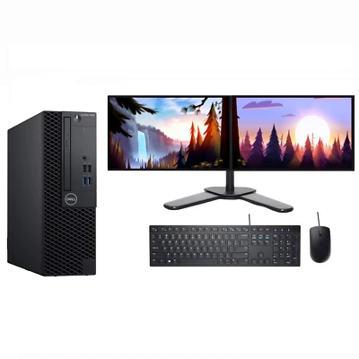 Dell OptiPlex 3060 PC - i7 8th Gen - 16GB RAM/500GB SSD/Win11 - 2 x 24" Monitors - Image 1 of 4