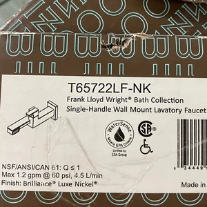 Brizo T65722LF-NK Frank Lloyd Wright 1.2 GPM Wall Mounted Bathroom Faucet Side S - Picture 1 of 3