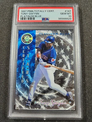 🌟 1997 Pinnacle totalmente certificado azul platino #/1999 Tony Gwynn #147 PSA 10 Foto 1 de 2