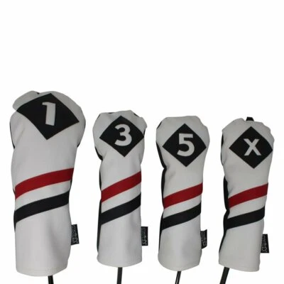 1 TIME DISCOUNT Majek Retro Golf 1 3 5 X Driver Woods Headcover White Red Black - Image 1 of 4