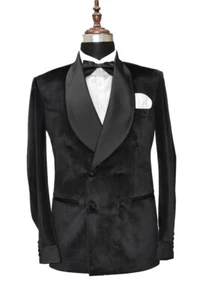 Men Black D&J Smoking Jackets Designer Elegant Wedding Dinner Blazers Coats UK - Picture 1 of 3