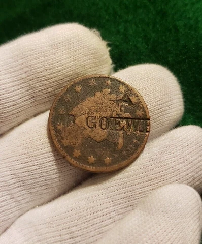 1819 Large Cent Coin Old US Counter Stamped JB GOEWEY Cover