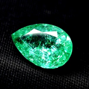10.10Ct Natural Certified COLOMBIA Green Emerald Pear Cut Loose Gemstone - Bild 1 von 5