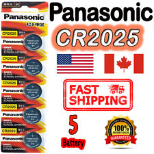5 Pcs Panasonic CR2025 Button Cell Lithium Battery 3V. ** EXP. 2030, FREE RETURN