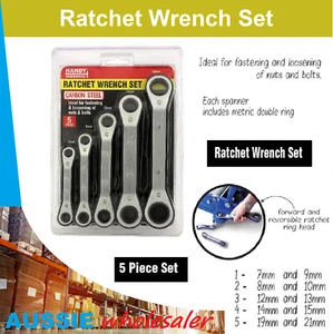5 pc Ratchet Wrench Set Offset Ring Spanner Garage Workshop Tool - Picture 1 of 1